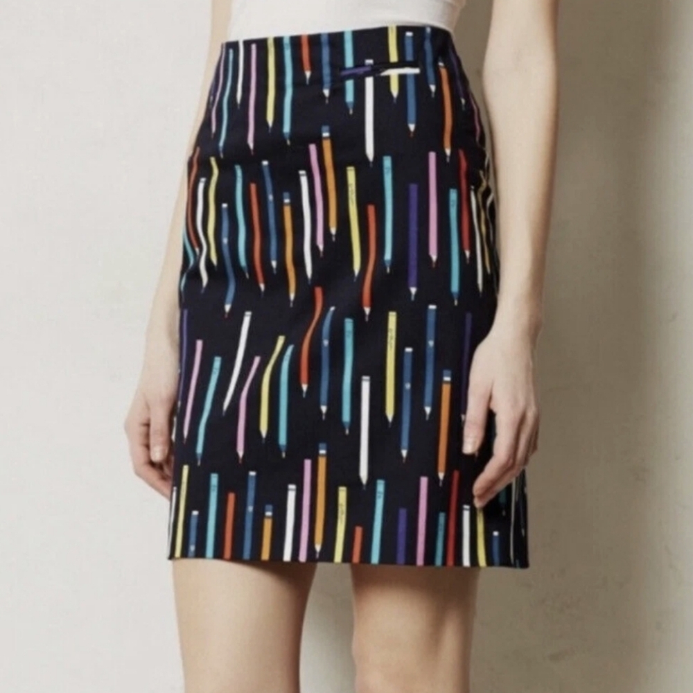Anthropologie Eleveness Archival Collection No. 2 Pencil Print Skirt Size 6